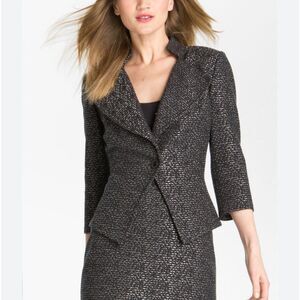 St. John Women's Tweed Knit Black & White Blazer Size Large